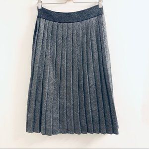 Harper Silver Shimmer Metallic Pleated Wool Skirt